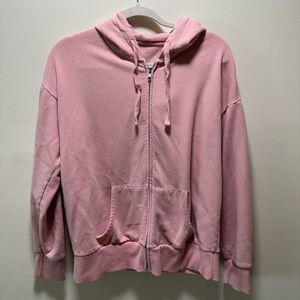 Pink Time and Tru Zip up Sweatshirt with Double Pockets and Hood